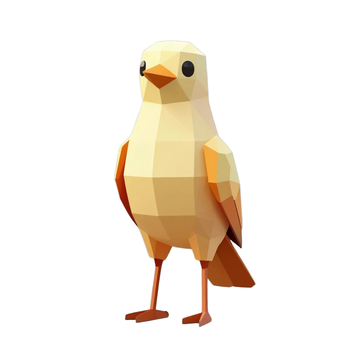 Low Poly Tern Bird STL - Front View Stylized Coastal Bird Figure