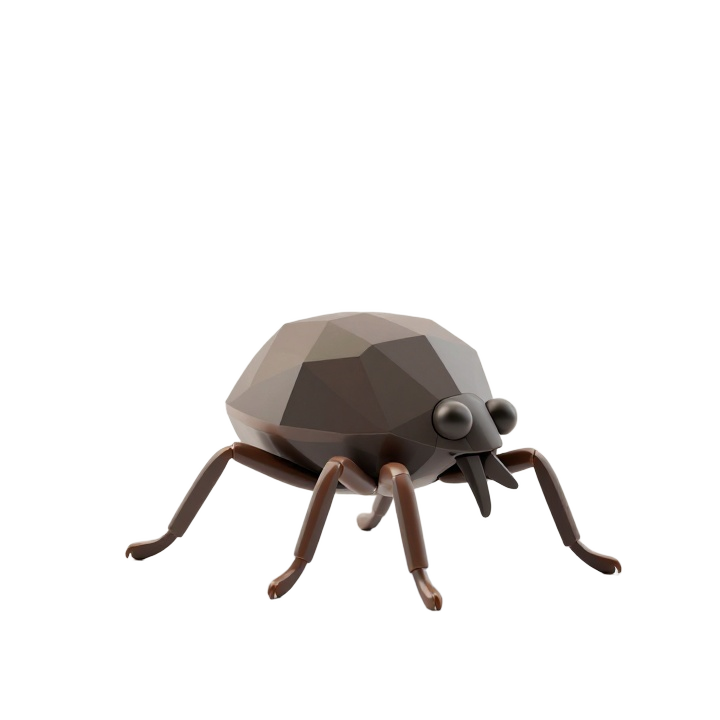Low Poly Tick Side View STL Model with Clean Faceted Anatomical Form