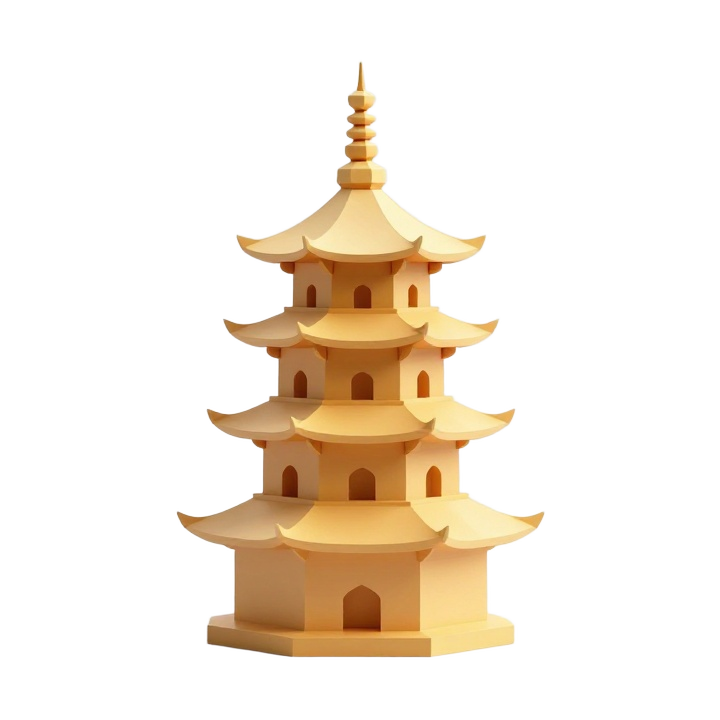 Low Poly Tiered Pagoda STL Model with Symmetrical Architectural Silhouette