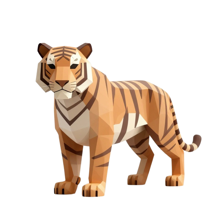 Low Poly Tiger Figurine STL in Elegant Angled Pose