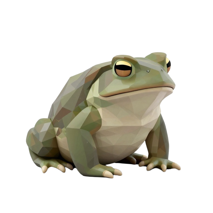 Low Poly Toad STL Figure in Calm Three-Quarter Pose