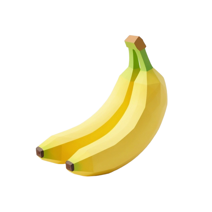 Low Poly Upright Banana STL Sculpture with Clean Geometric Faceted Form
