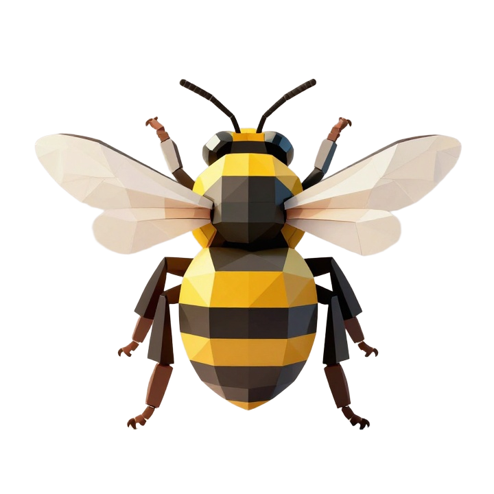 Modern Low Poly Bumblebee STL Sculpture with Upright Symmetrical Pose