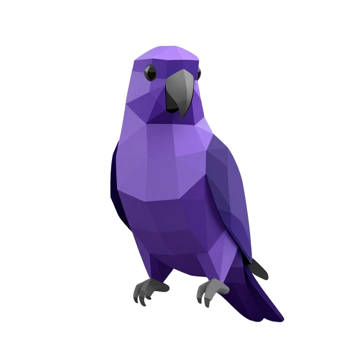 Modern Low Poly Lorikeet STL Sculpture in Upright Three-Quarter Pose