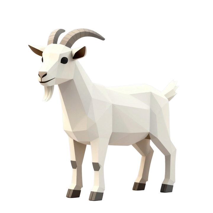 Modern Low Poly Standing Goat STL Sculpture