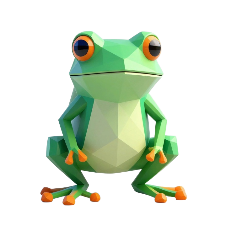 Modern Low Poly Tree Frog STL Sculpture in Natural Standing Pose