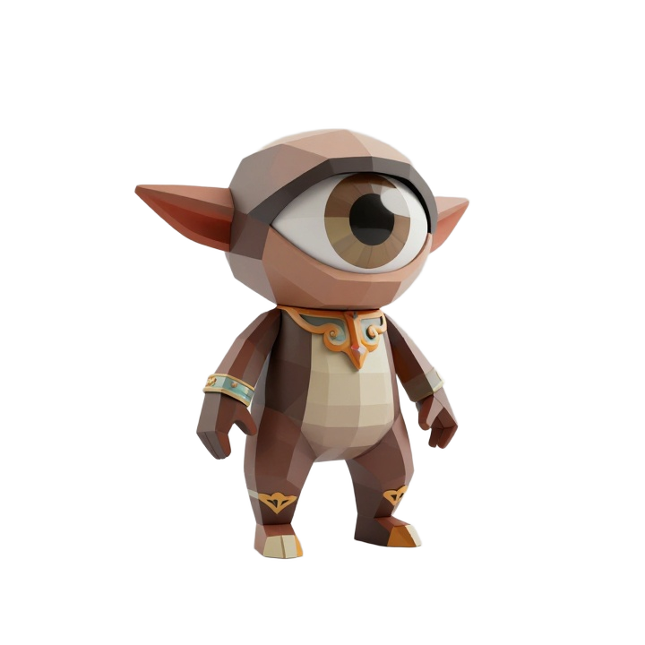 Ornamental Low Poly Cyclops Figure in Slightly Angled Pose