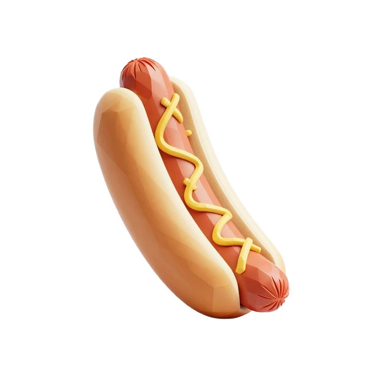 Ornamental Low Poly Hot Dog STL Model in Upright Side View