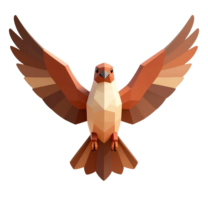 Ornamental Low Poly Kite Bird STL with Symmetrical Front Pose