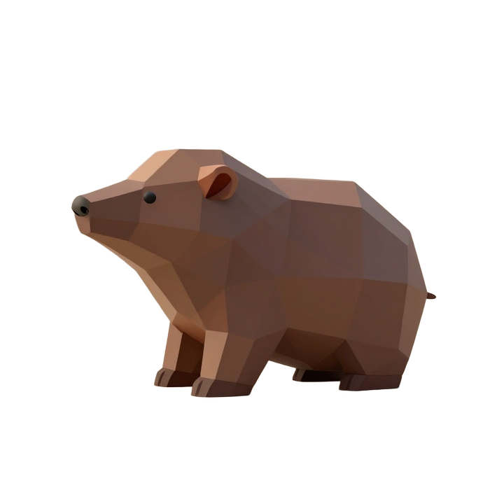 Ornamental Low Poly Mole STL Sculpture in Calm Side View