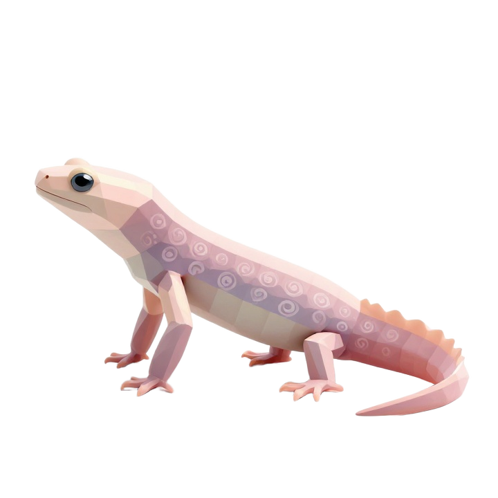 Ornamental Low Poly Newt STL Sculpture in Natural Side View Pose