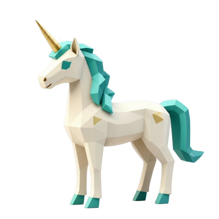 Ornamental Low Poly Unicorn Side View STL Sculpture