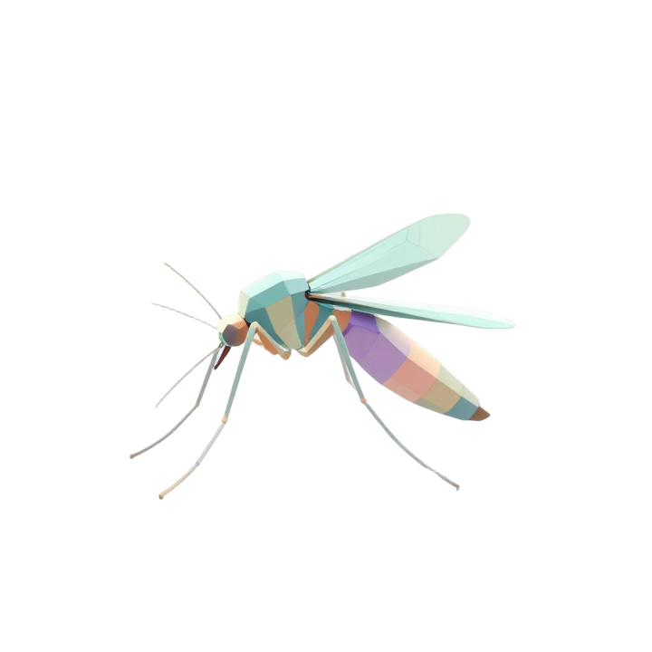 Pastel Low Poly Mosquito STL with Angled Pose and Elegant Faceted Anatomy