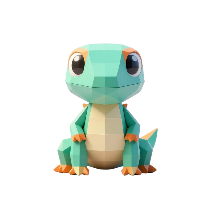 Playful Low Poly Gecko Toy Figure with Upright Pose and Curved Tail STL