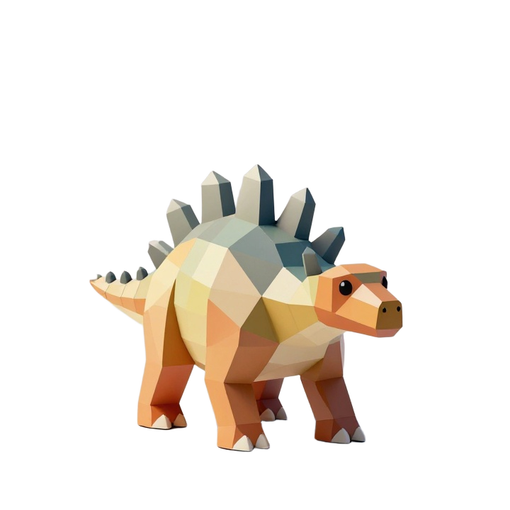 Premium Low Poly Stegosaurus STL with Detailed Plates and Tail Spikes
