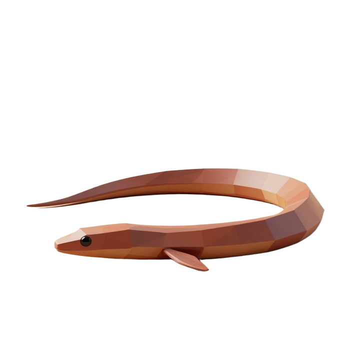 Sleek Futuristic Low Poly Eel STL Sculpture for Modern Display