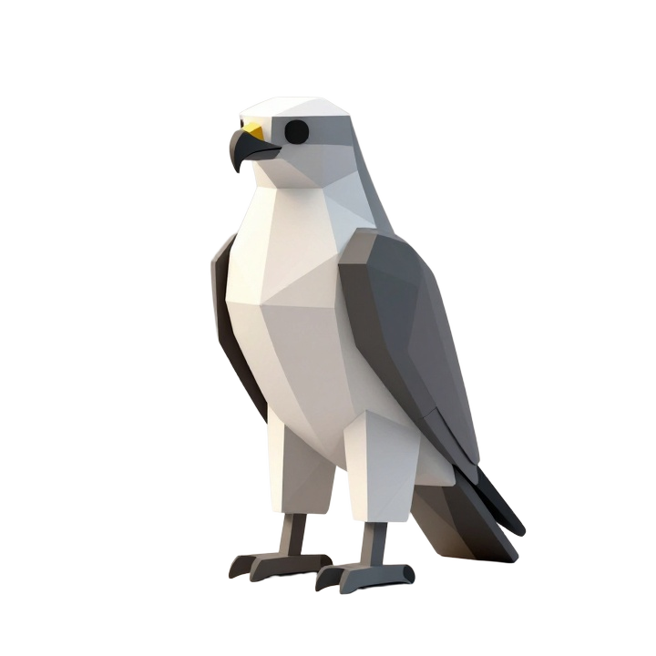 Sleek Low Poly Futuristic Hawk STL Sculpture for Modern Display